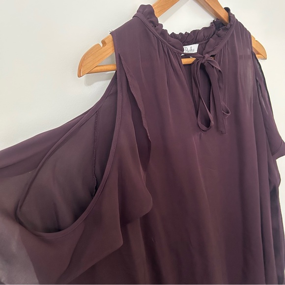 Parker | Women’s Silk Purple Ruffle Cut Out Long Sleeve Top | Size Small - Picture 4 of 6